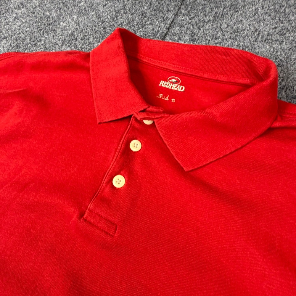 VTG RedHead Mens Size L Large Short Sleeve Polo Shirt Red Casual Knit Top